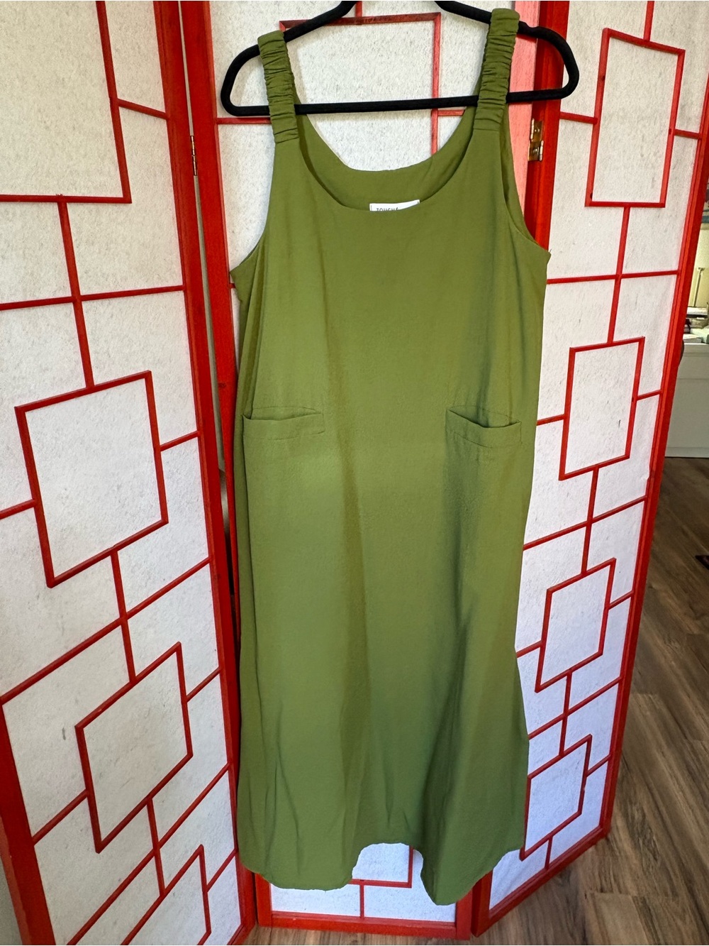 Olive Green Sleeveless Pocket Maxi Dress